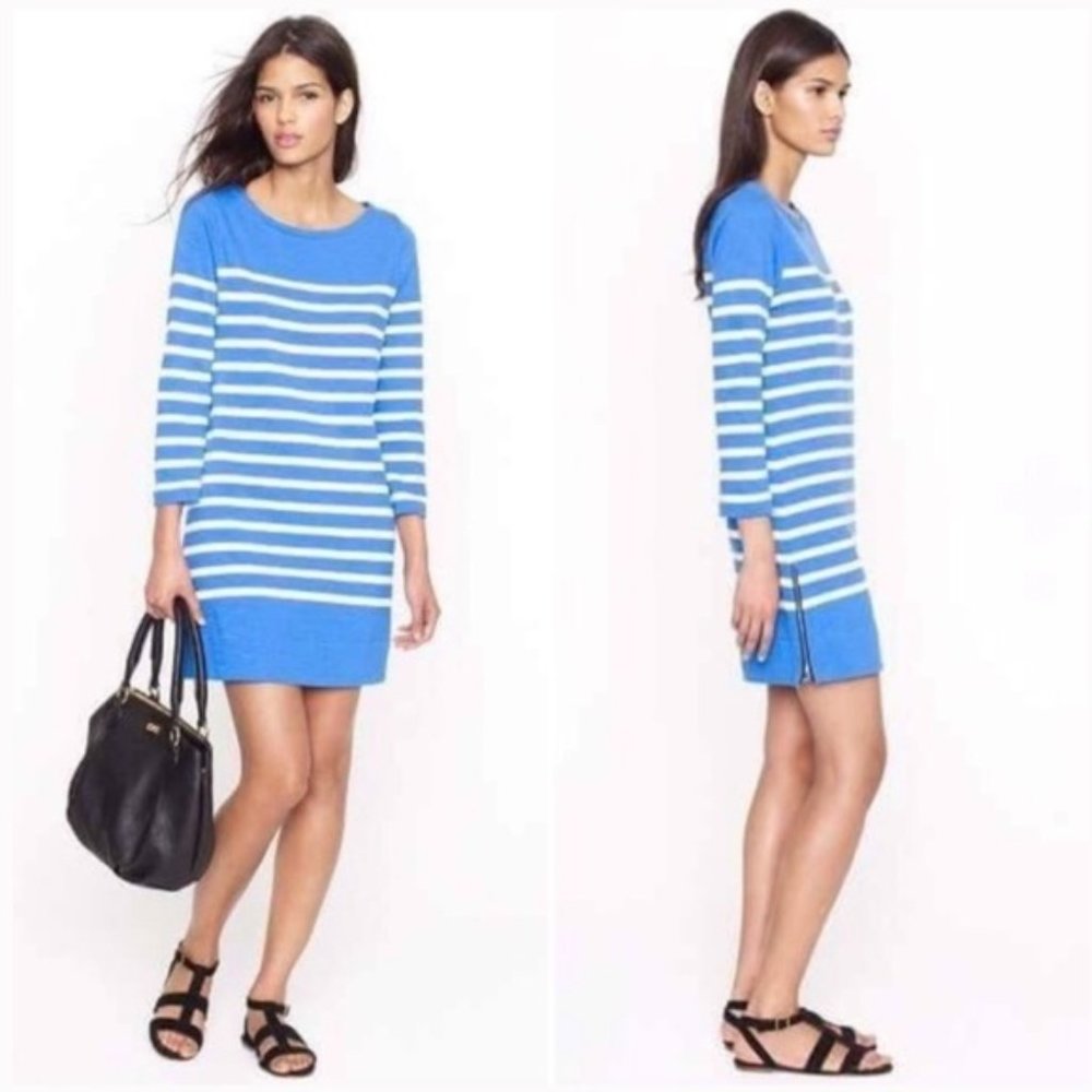 J. Crew Maritime Dress in Skinny Stripe Blue